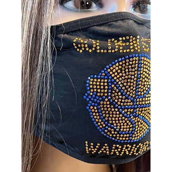 Golden State Warriors Rhinestone Bling Face Mask Washable - Picture 13 of 16